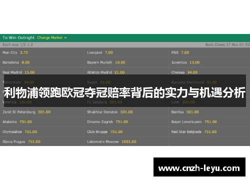 利物浦领跑欧冠夺冠赔率背后的实力与机遇分析
